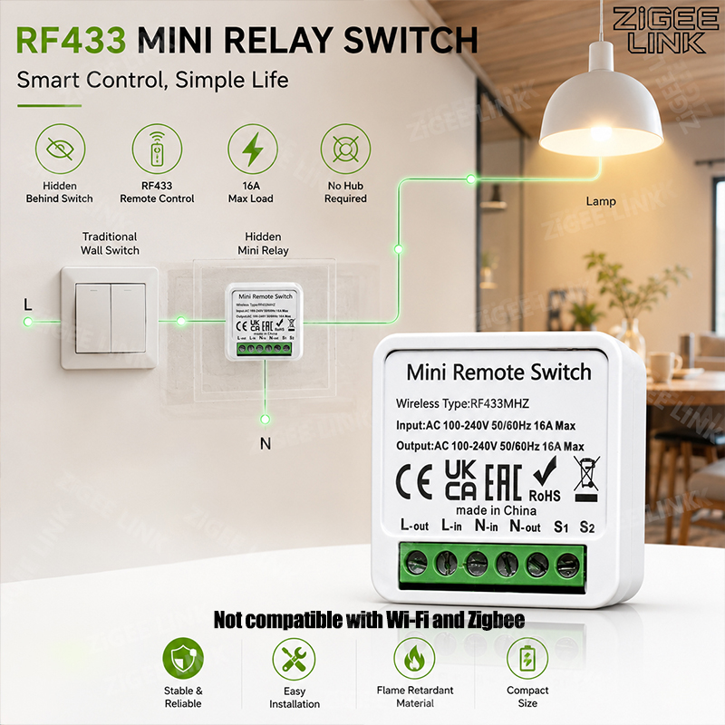 RF433MHz 16A Mini Smart Relay  - Home Automation Systems Diy recension och pris