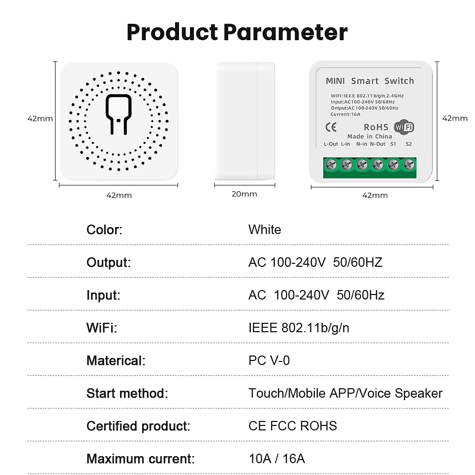 Mini 16A WiFi Switch Smart Lif - Home Automation Technology recension och pris