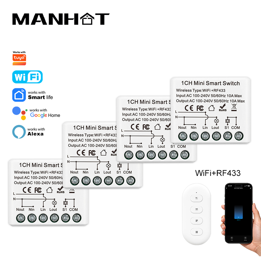 10A Mini WIFI Smart Switch RF4 - Home Automation Technology recension och pris